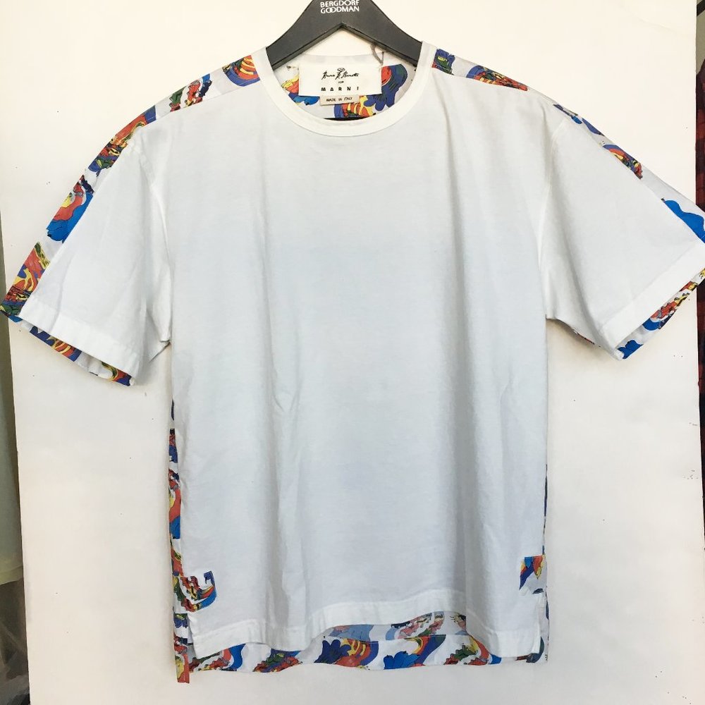 Marni Men's Short Sleeve Jersey & printed back T-shirt, Cotton, Size 48, Medium